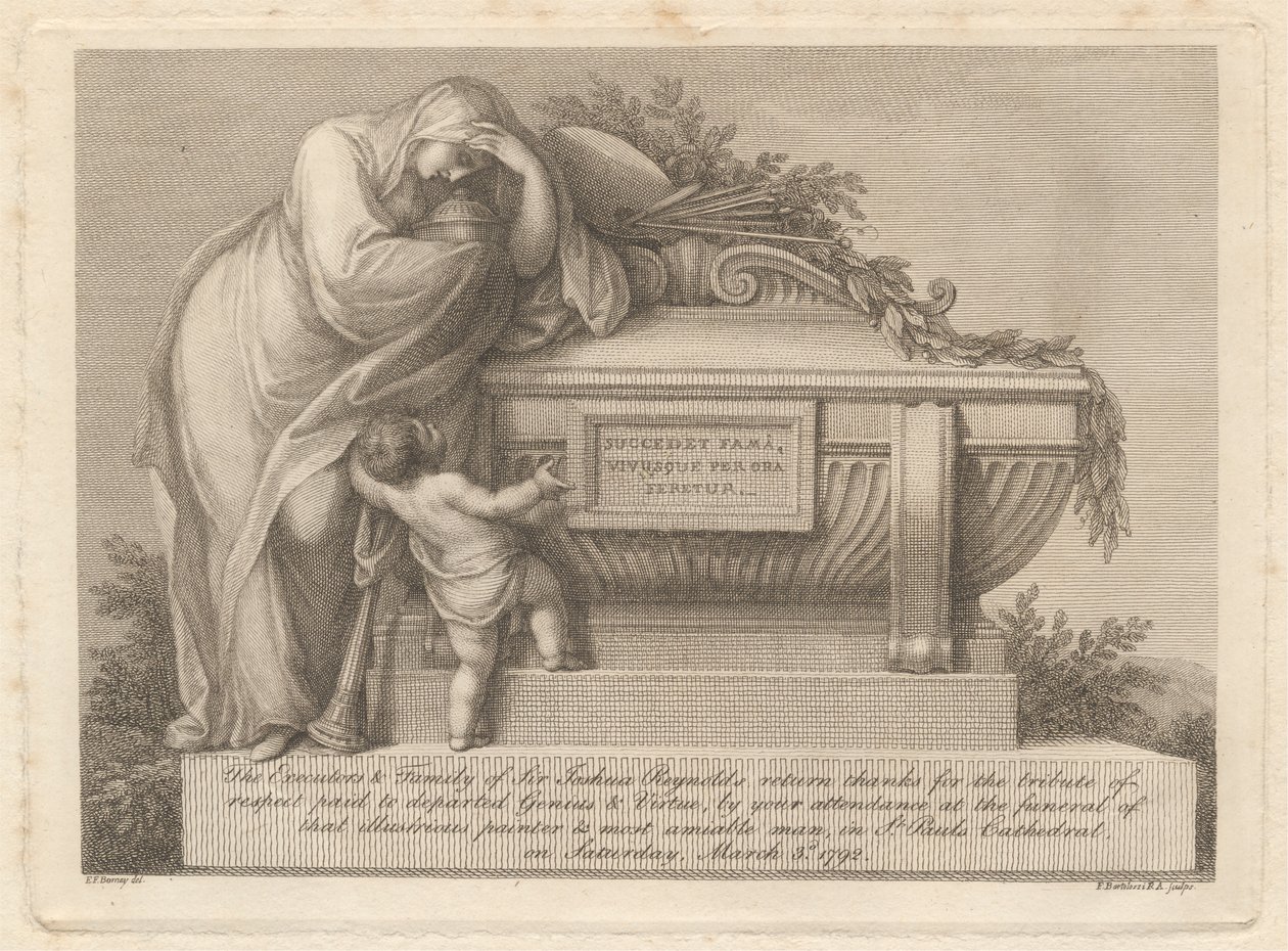 Sir Joshua Reynolds temetési kártyája alkotó: Francesco Bartolozzi