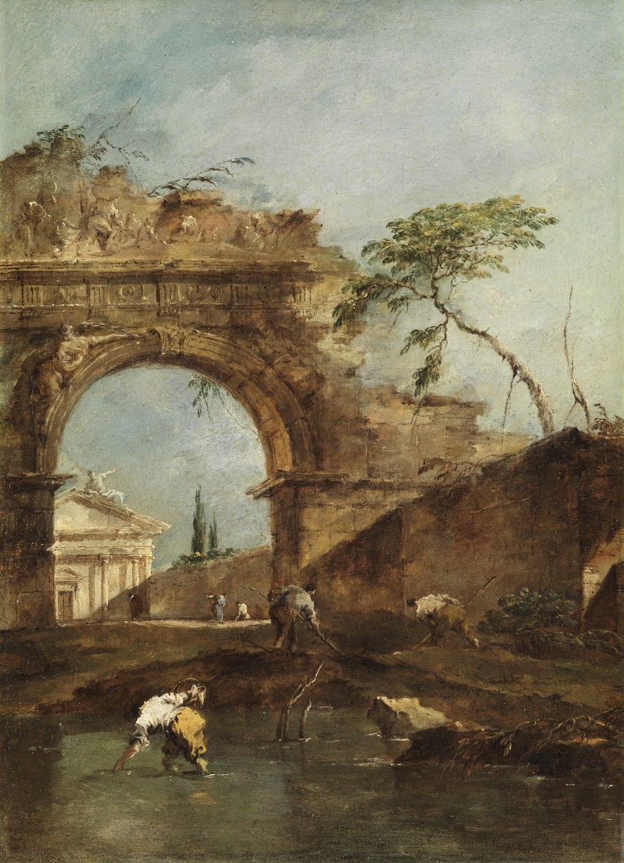 Táj - Capriccio, 1780 körül alkotó: Francesco Guardi