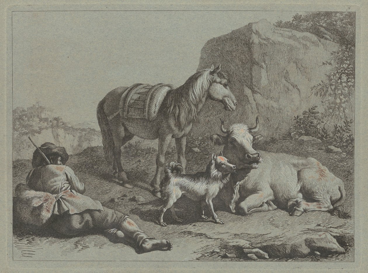 Fekvő pásztor zsákkal, c. 1763. alkotó: Francesco Londonio