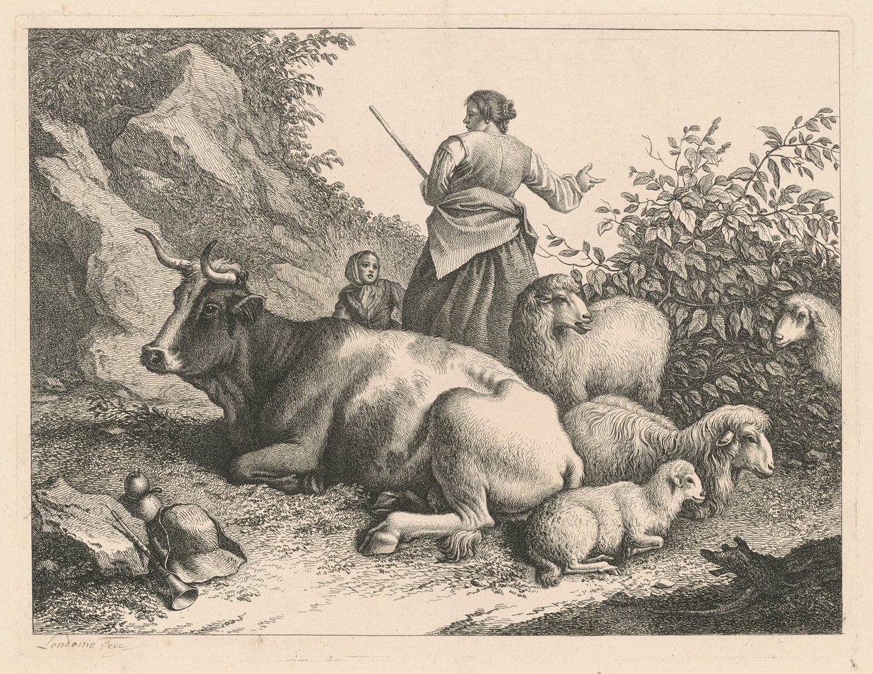 Álló pásztorlány gyermekkel, 1776 után. alkotó: Francesco Londonio