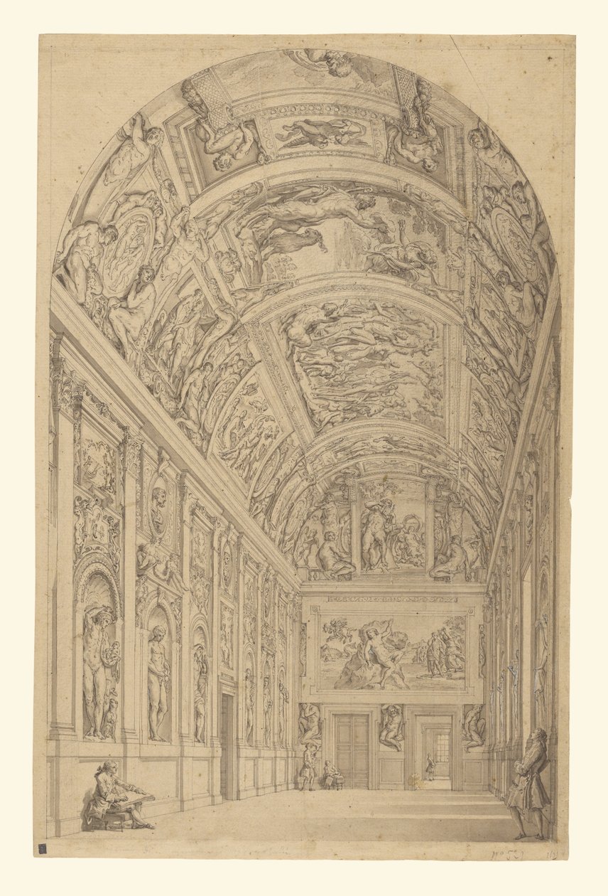 A Farnese Galéria látképe, Róma alkotó: Francesco Panini