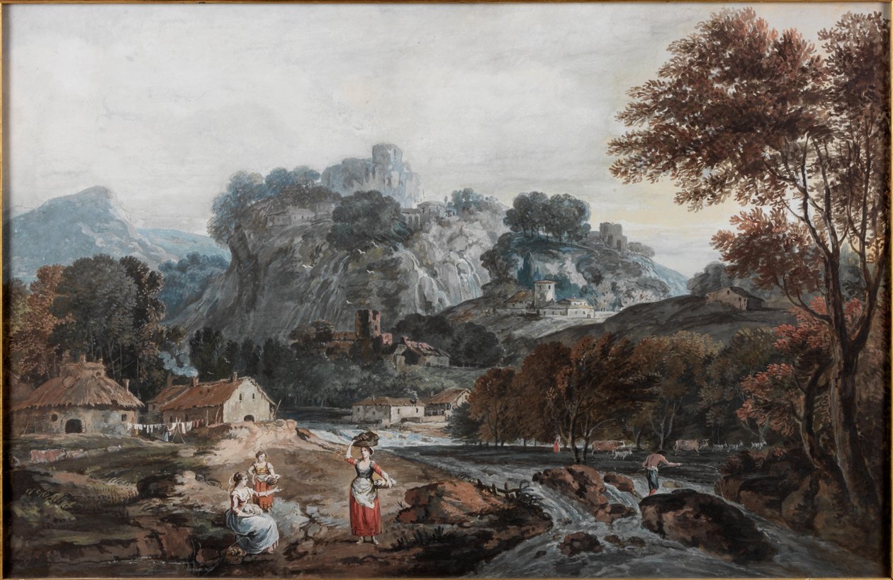 Táj, 1760-1770 körül (akvarell papíron) alkotó: Francesco Zuccarelli