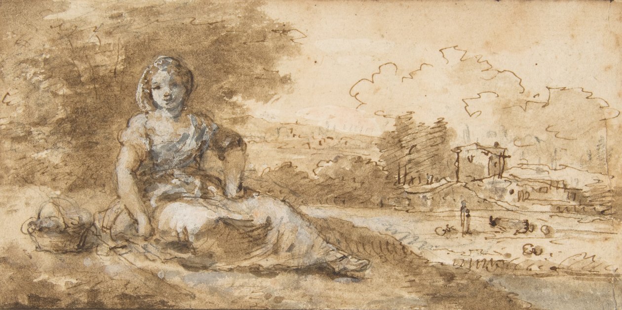 Ülő lány a tájban, 1702-88. alkotó: Francesco Zuccarelli