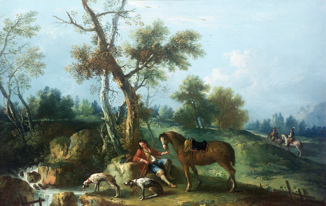 A Vadász pihenője, 18. század alkotó: Francesco Zuccarelli