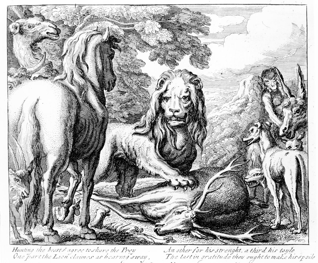 Oroszlánrész, illusztráció az „Aesop