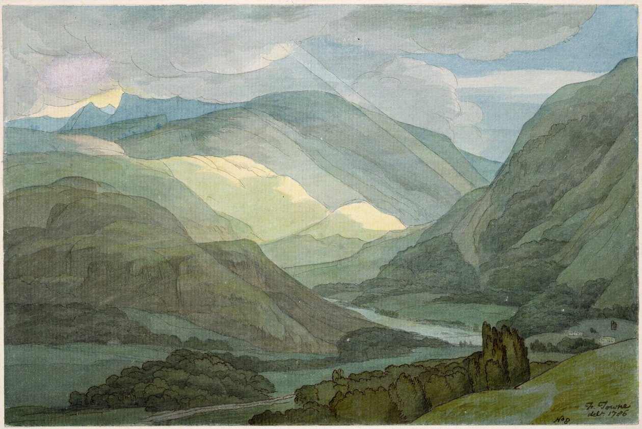 Rydal Water, 1786 alkotó: Francis Towne