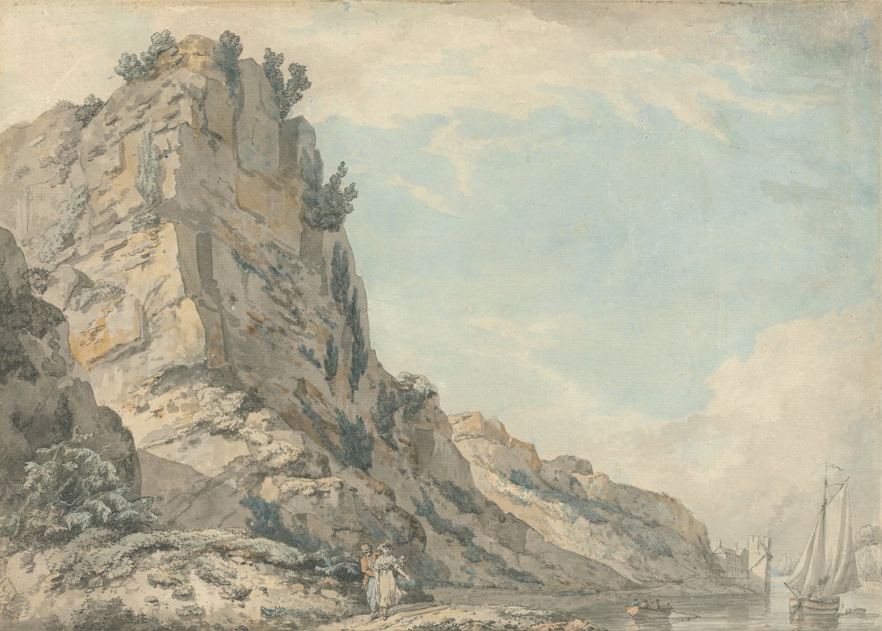 St. Vincents Rock, Clifton, Bristol, Hotwells Spring House a távolban alkotó: Francis Wheatley