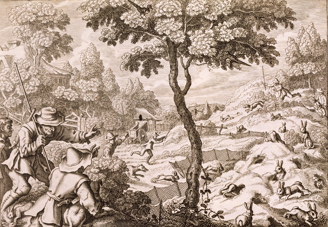 Cony Catching, Hollar Vencel metszete, 1671 alkotó: Francis Barlow