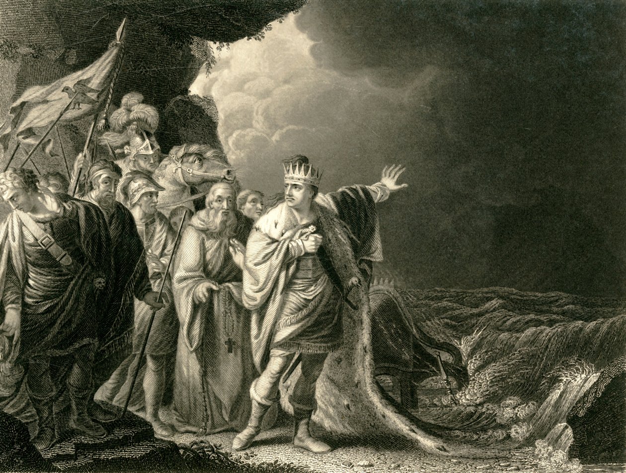 „Canut reproving his Courtiers”, 1840. alkotó: Francis Holl