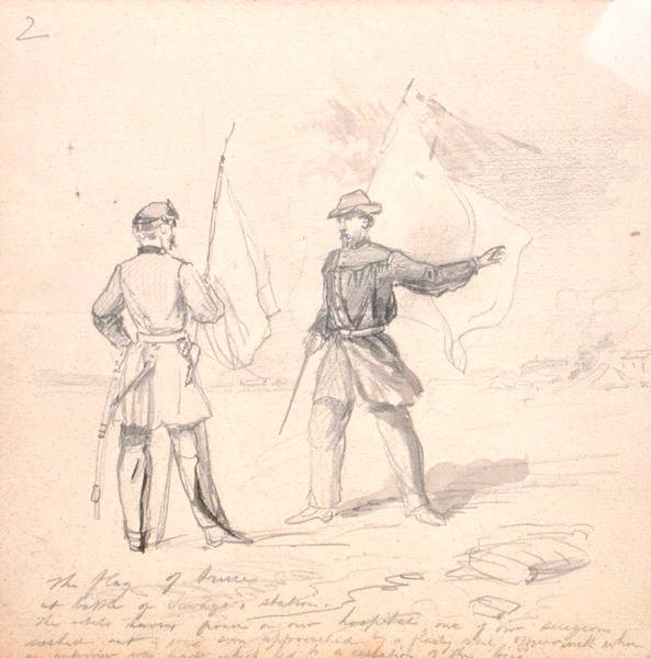 Fegyverszüneti zászló, 1860 körül (ceruza, papír) alkotó: Francis Schell
