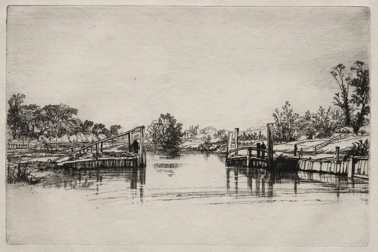 Egham Lock. alkotó: Francis Seymour Haden