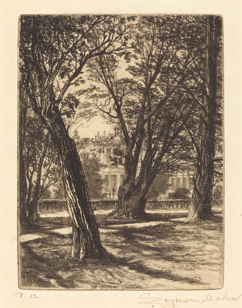 Kensington Gardens (Kis tányér) alkotó: Francis Seymour Haden