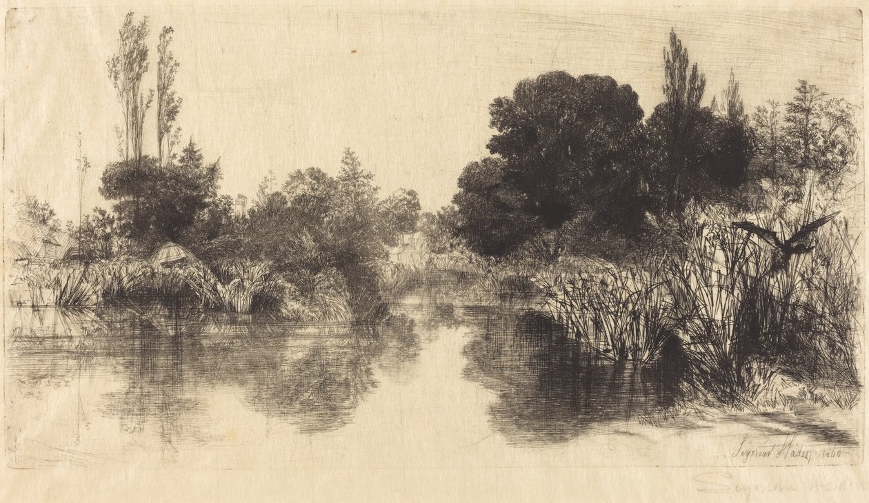Shere Mill Pond (a nagyobb tányér) alkotó: Francis Seymour Haden