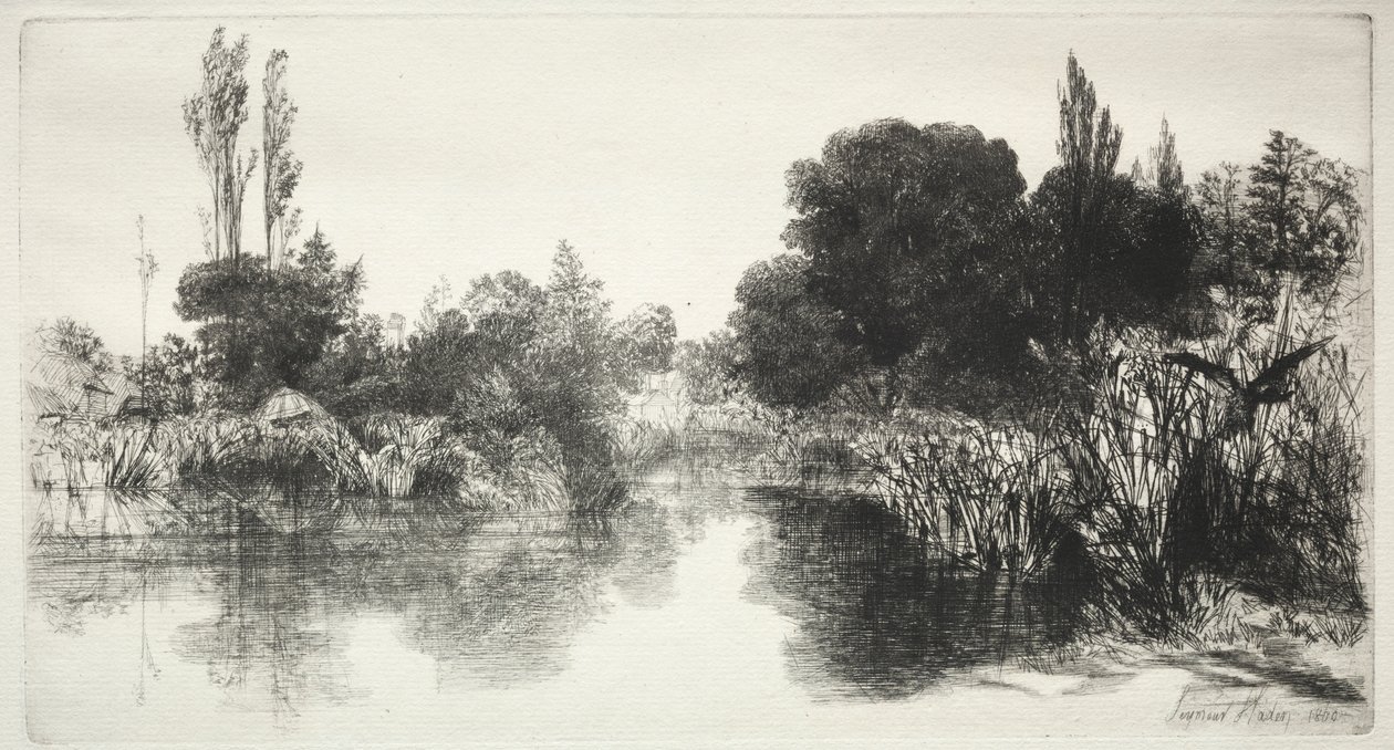Shere Mill Pond (a nagyobb tányér) alkotó: Francis Seymour Haden