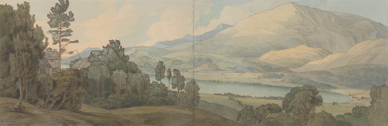 A Coniston-tó látványa, Lancashire alkotó: Francis Towne