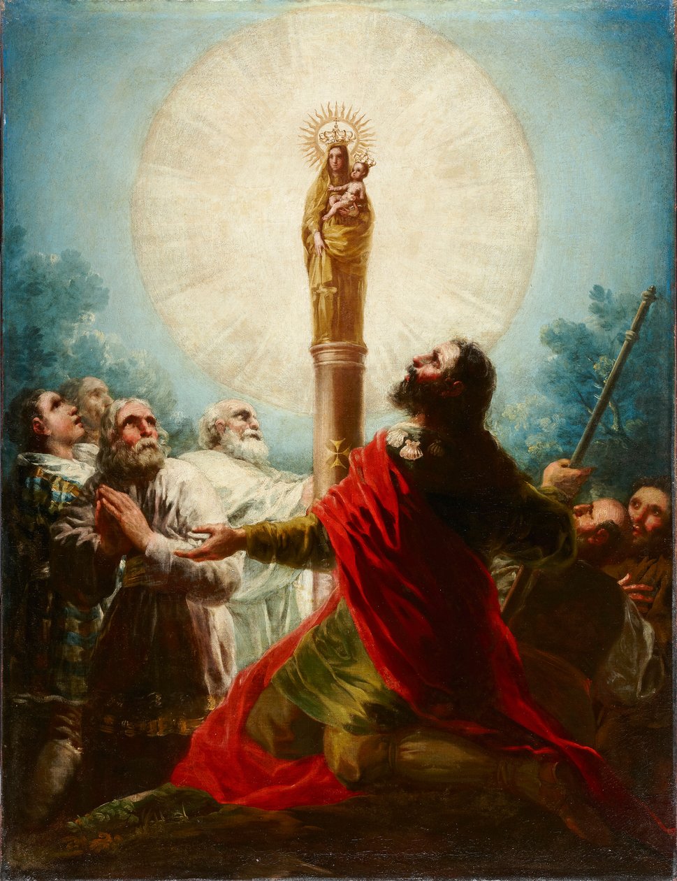 Santiago apostol és tanítványai imádják a Virgen del Pilar -t alkotó: Francisco de Goya