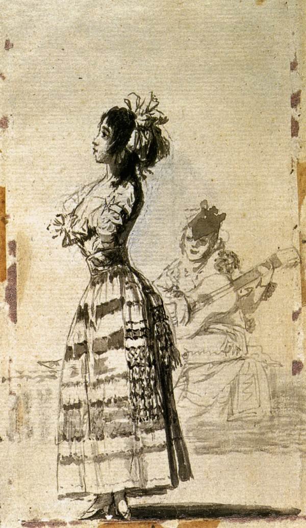 Lány gitárt hallgat alkotó: Francisco de Goya