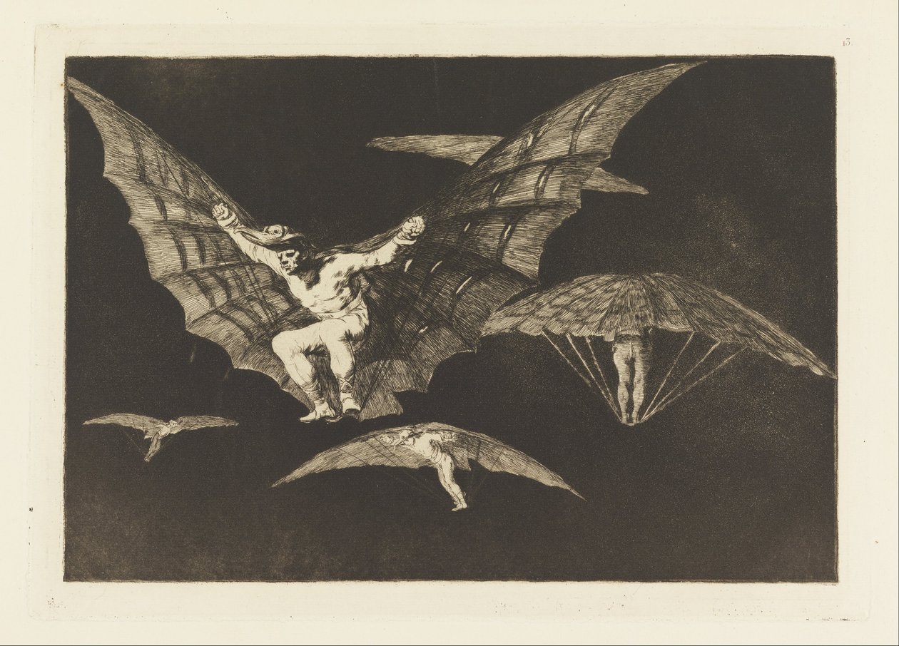 A repülés módja, 13. tábla a Példabeszédekben alkotó: Francisco de Goya