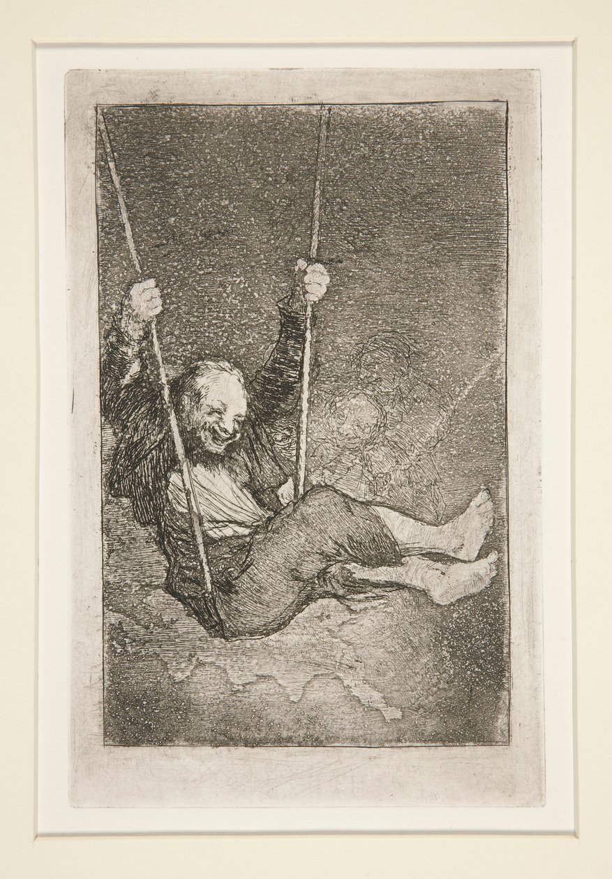 Öreg ember hintán alkotó: Francisco de Goya