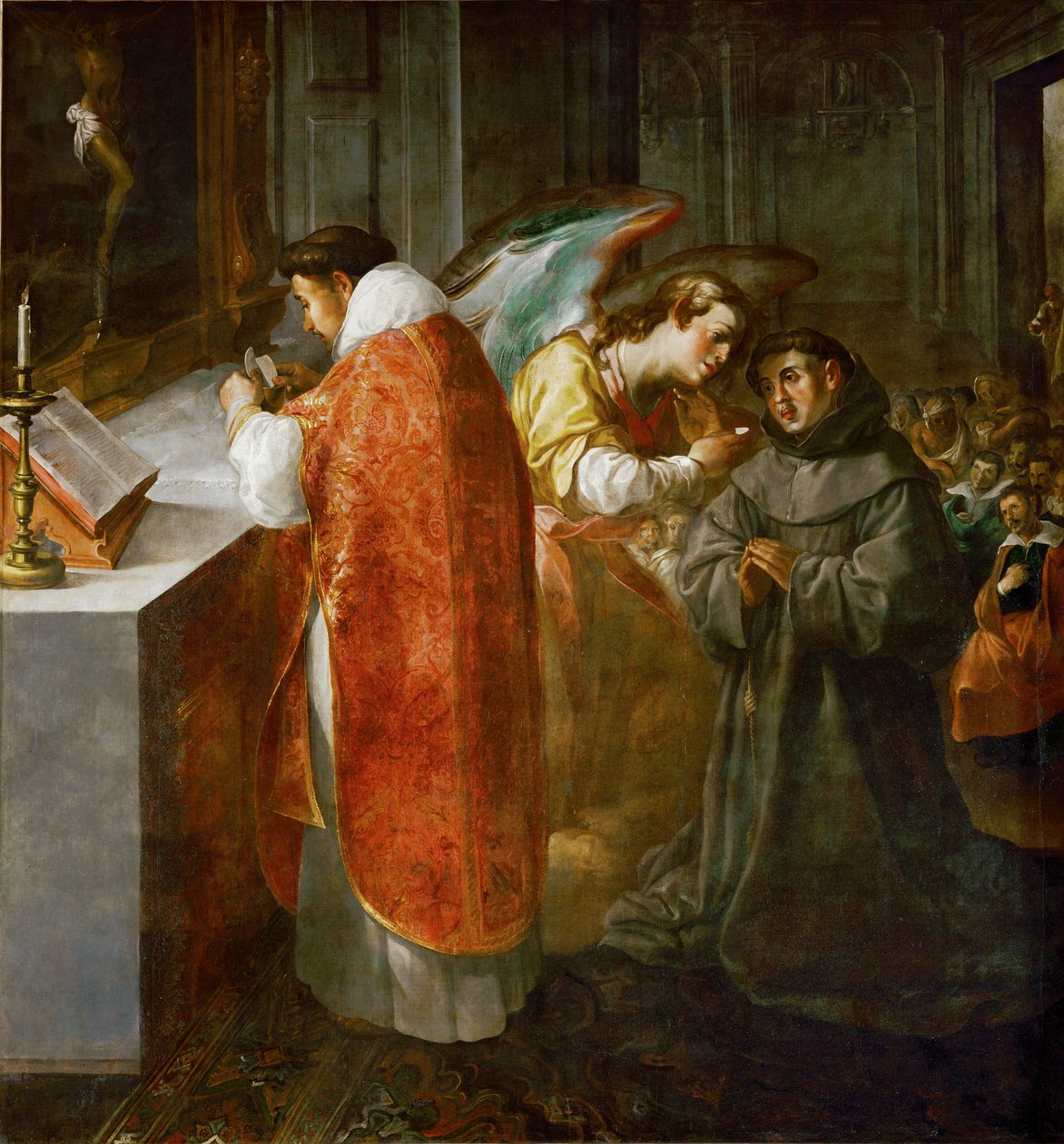 Szent Bonaventura áldozik egy angyaltól ... alkotó: Francisco Herrera