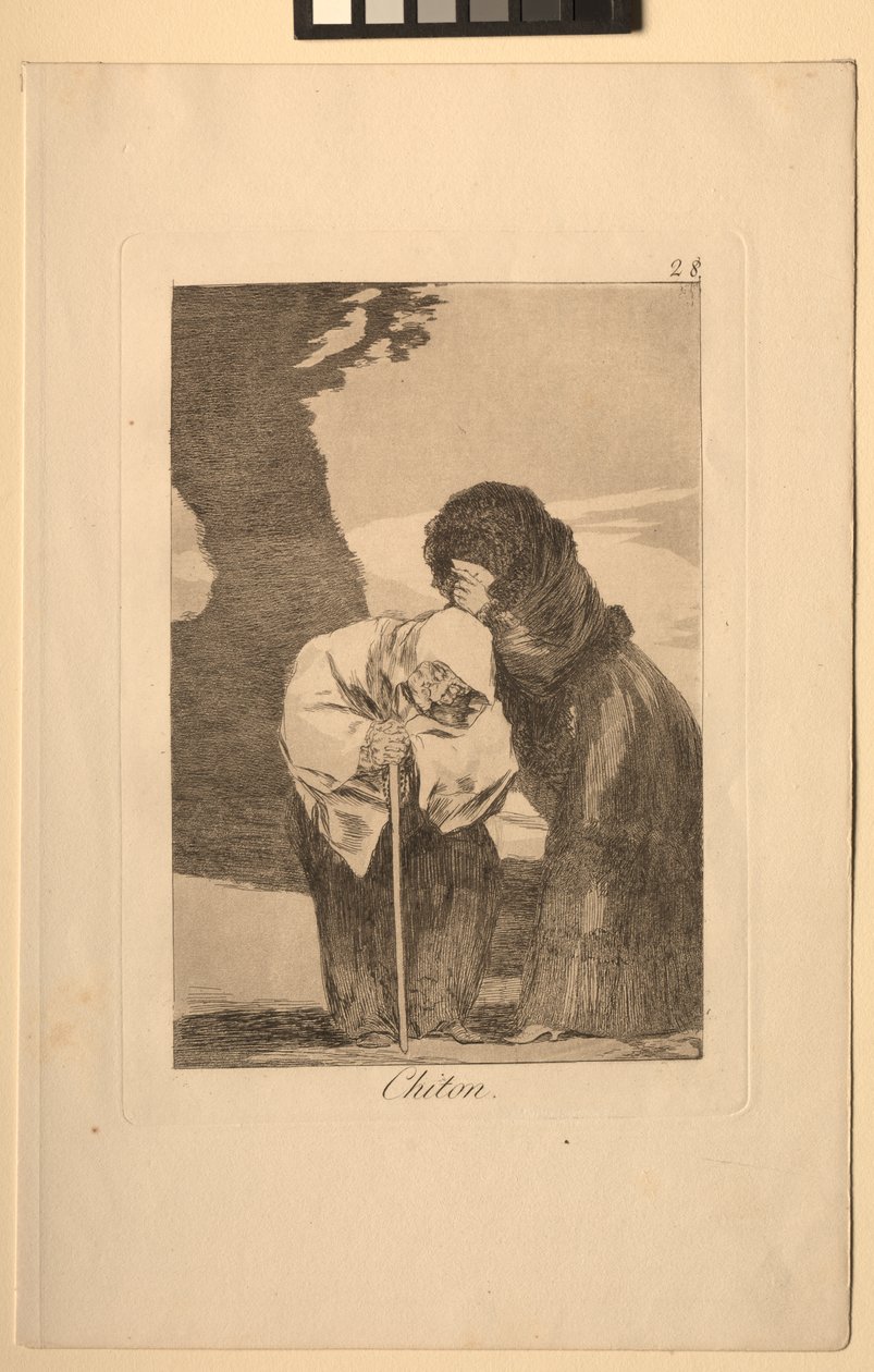 Caprichos: Csitt! alkotó: Francisco de Goya