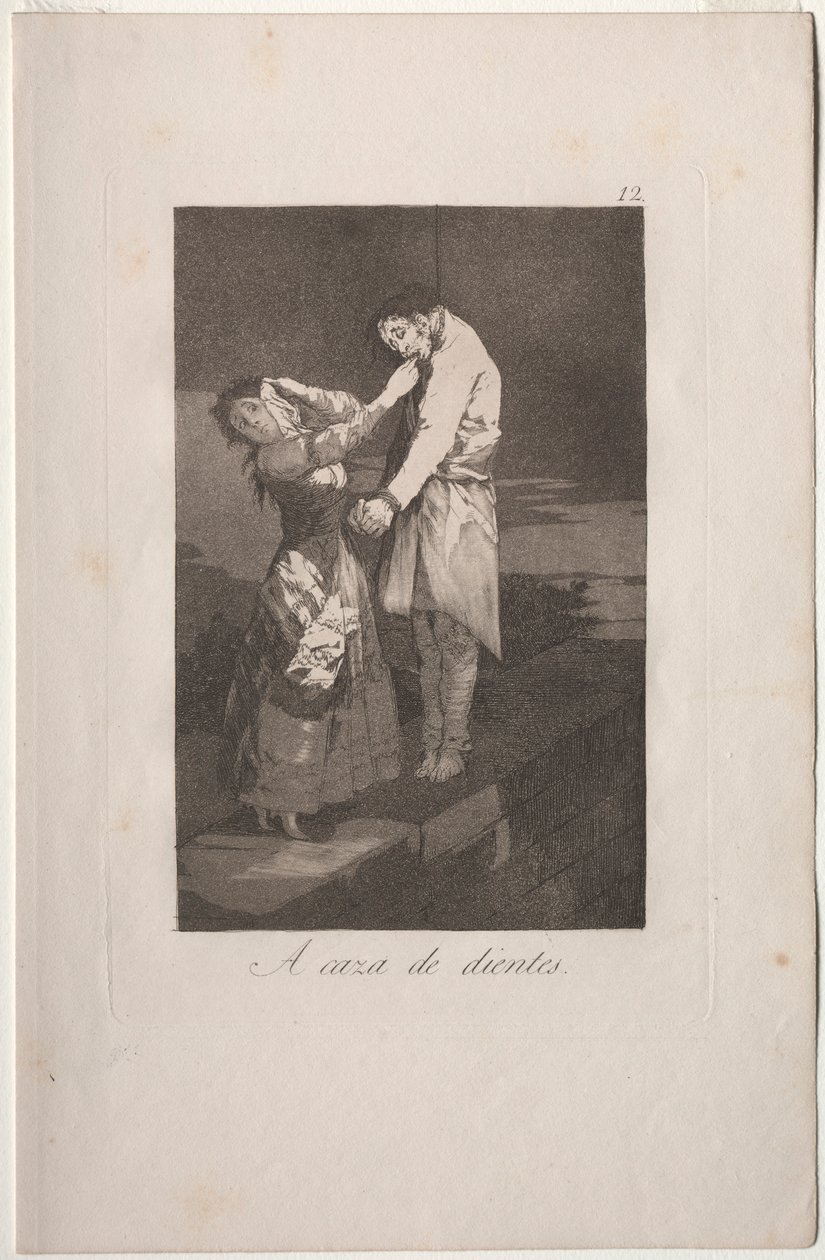 Caprichos: Vadászat a fogakra. alkotó: Francisco de Goya