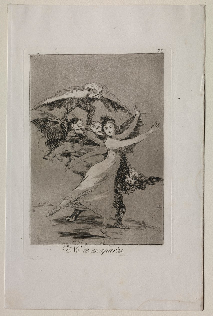 Caprichos: Nem menekülsz. alkotó: Francisco de Goya