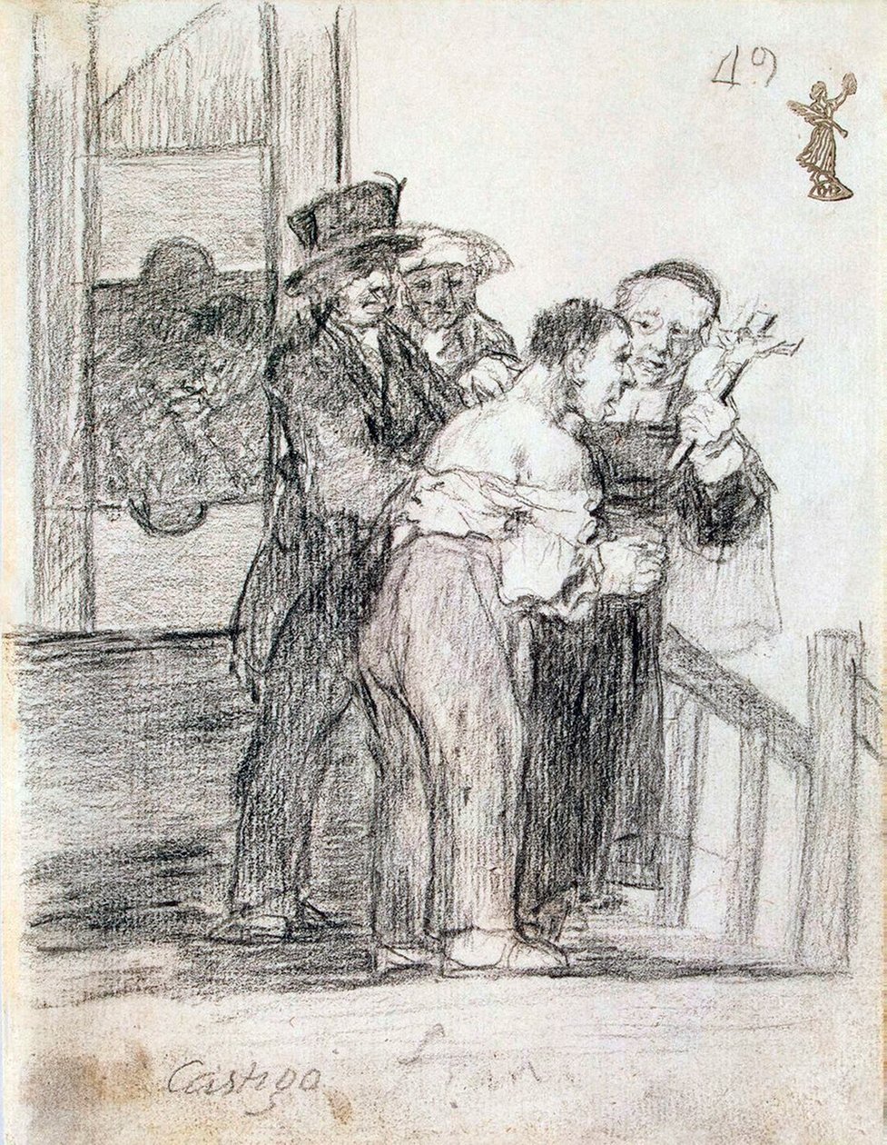 francia büntetés, 1824 és 1828 között. alkotó: Francisco de Goya