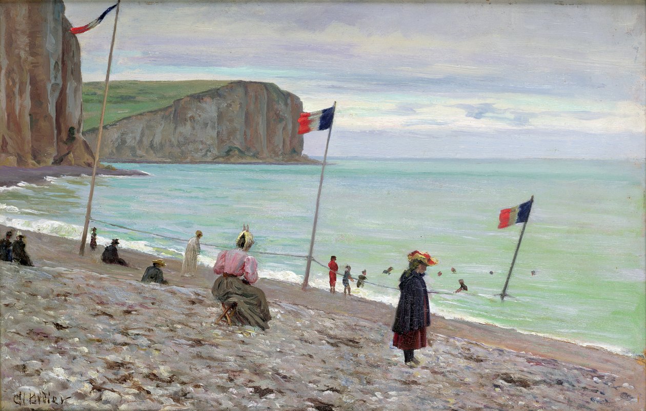 Strandjelenet Fecampban, Észak-Franciaországban alkotó: Francois Auguste Didier Clovis