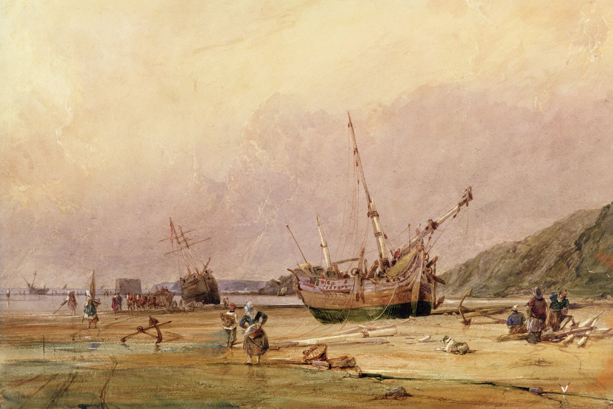 Calais Sands, 1831 (wc és testszín papíron) alkotó: Francois Louis Thomas Francia