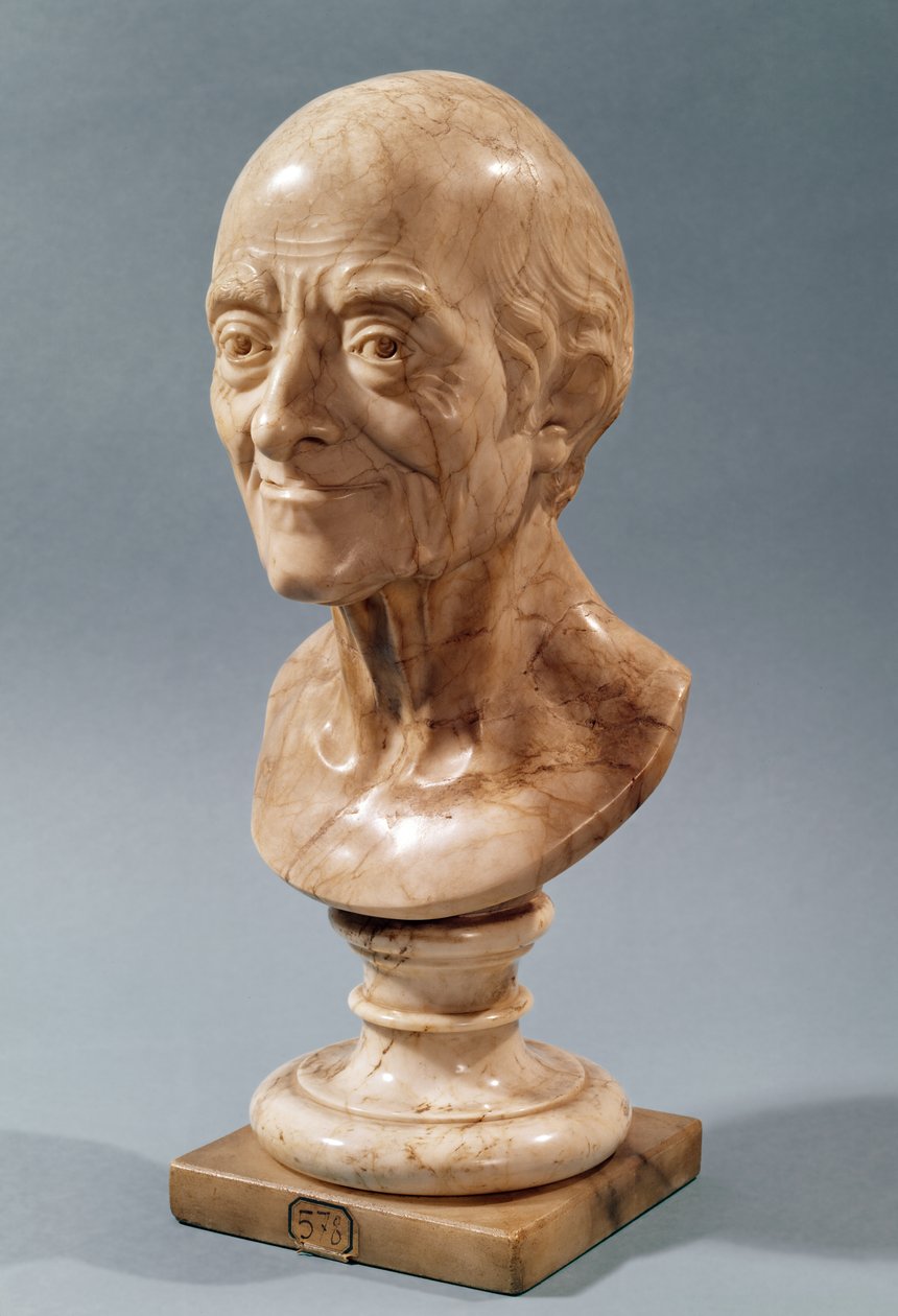 Voltaire mellszobra (1694-1778) (márvány) alkotó: Francois Marie Rosset