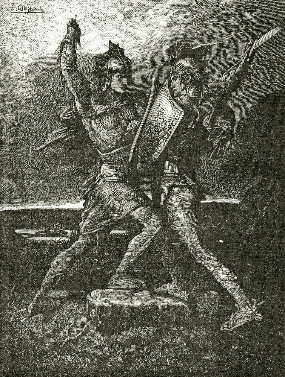 Le Mariage de Roland ,19. század (színes metszet) alkotó: Francois Nicolas Chifflart
