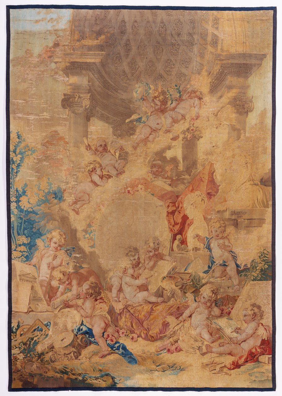 Les genies des Arts, 1761 (gyapjú és selyem) alkotó: Francois after Boucher