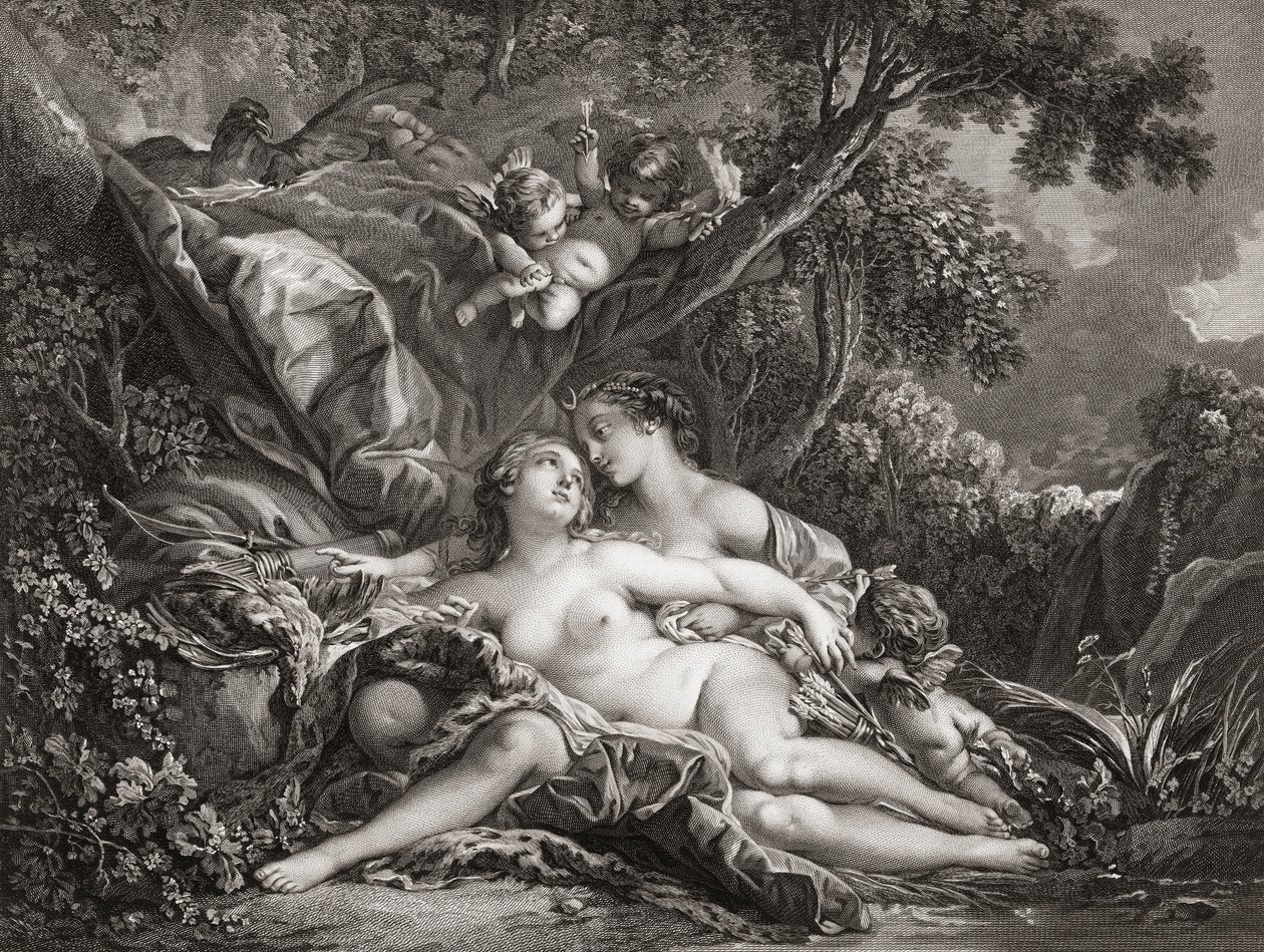 Jupiter és Callisto. (nyomtatás) alkotó: Francois (after) Boucher