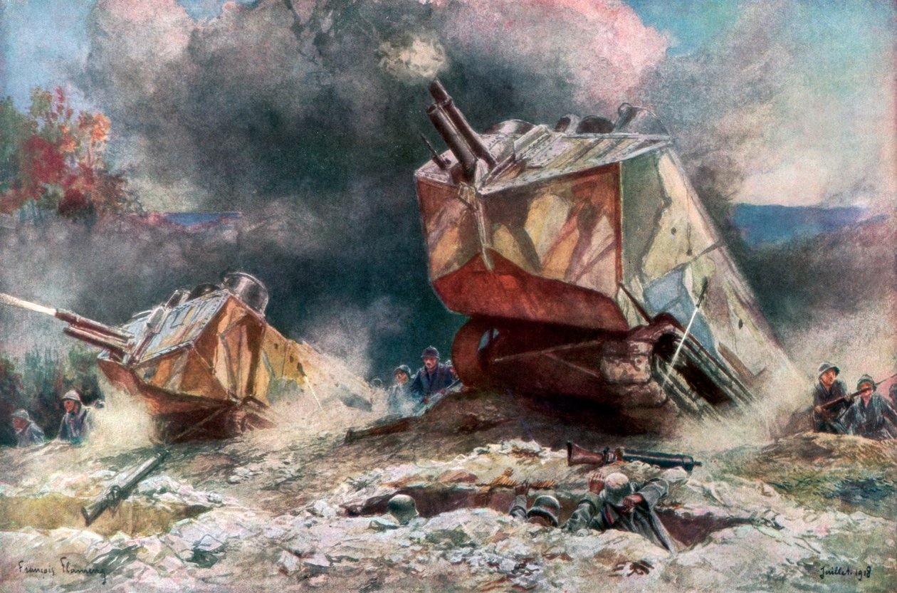 French Tank Assault, 1918. július, 1926 alkotó: Francois Flameng
