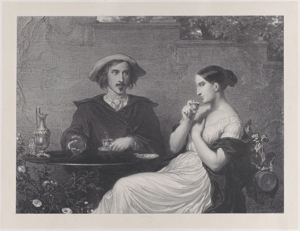 A kávézó, 1840. alkotó: Francois Joseph Aime de Lemud