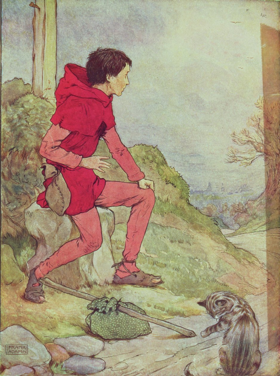 Dick Whittington Londonba tart a "My Nursery Story Book" kocsmából. szerző: Blackie und Son (könyvillusztráció) alkotó: Frank Adams