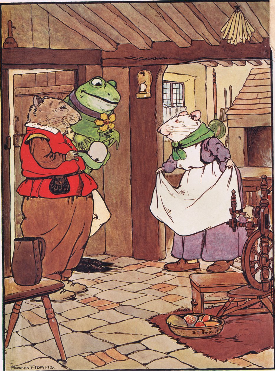 Pray Mistress Mouse benne vagy, illusztráció a „The Frog would a Wooing Go” című művéből, Charles H. Bennett, 1916 alkotó: Frank Adams