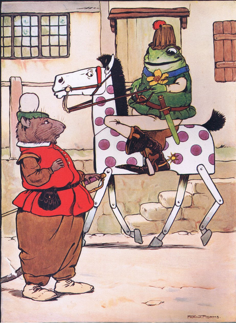Így hát elindult operakalapjával, a „The Frog would a Wooing Go” című illusztrációja, Charles H. Bennett, 1916 alkotó: Frank Adams