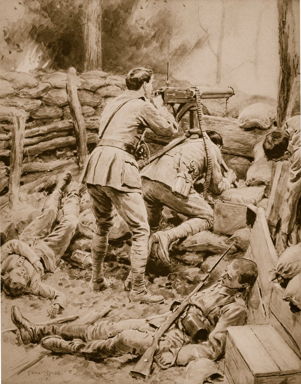 Campbell hadnagy és Vincent közlegény, kanadaiak, a Stony Mountainben, 1915. május alkotó: Frank Dadd