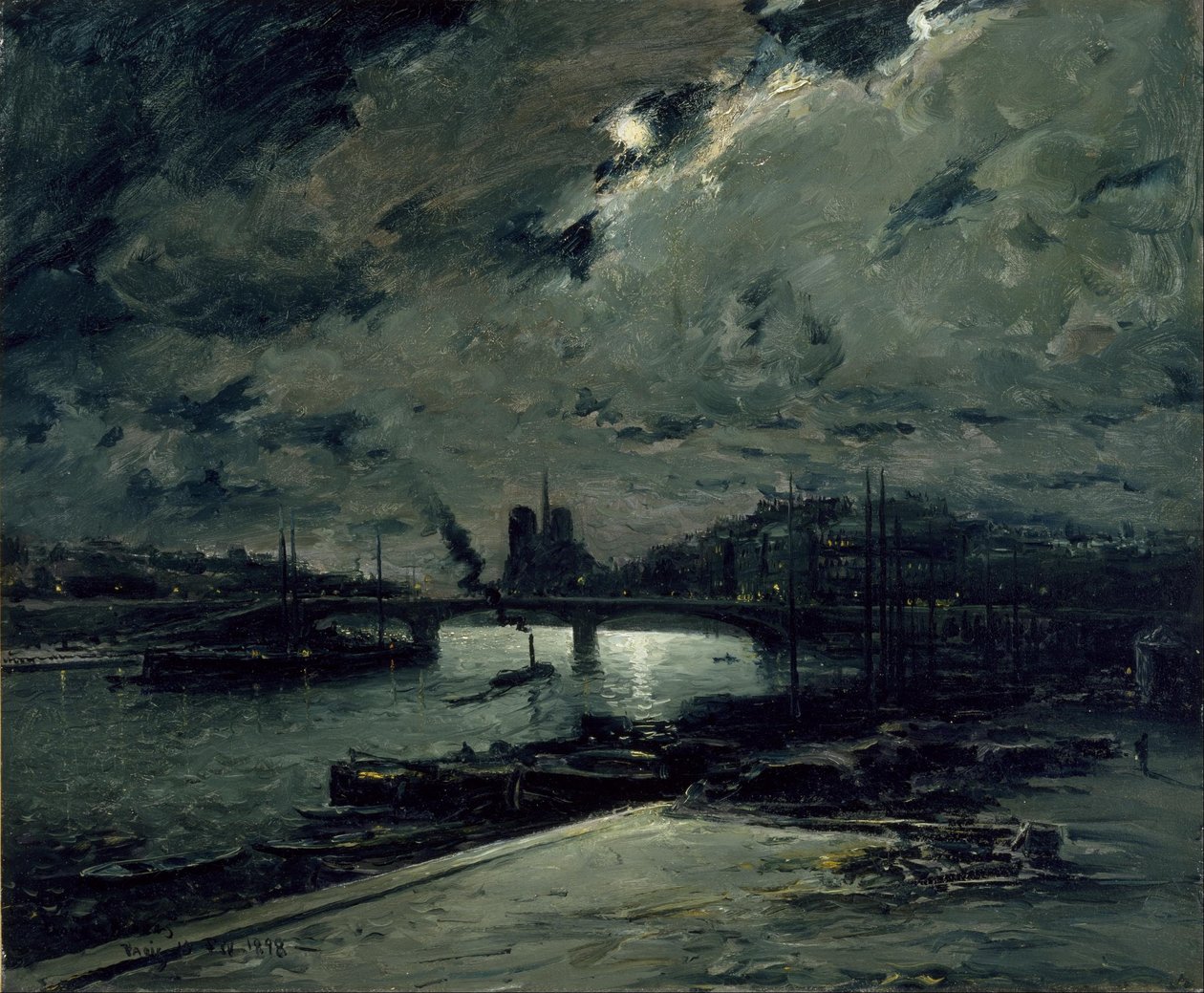 Quai a la Seinie, Párizs, a Clair de Lune-nál alkotó: Frank Myers Boggs