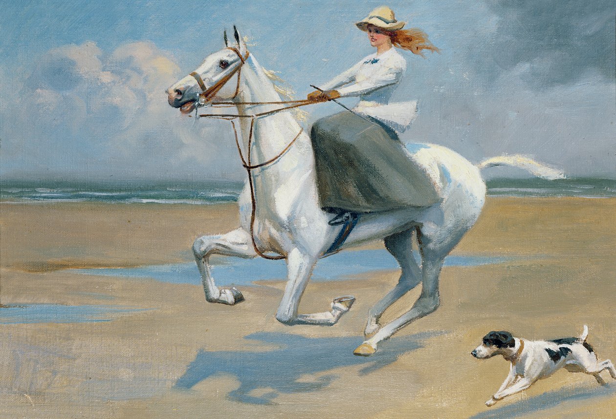 Lovaglás a strandon alkotó: Frank P. Stonelake