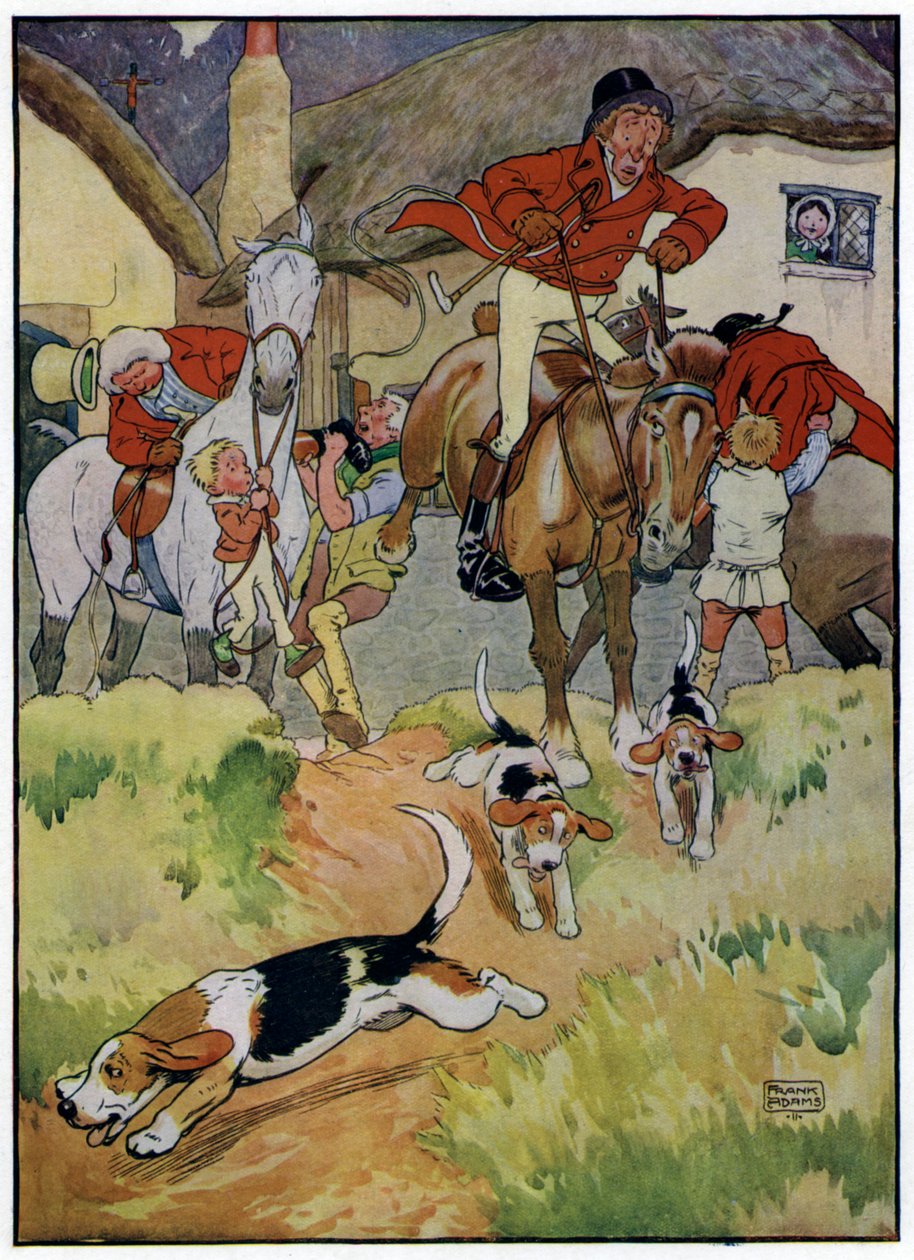 Három vidám vadász (színes litográfia) alkotó: Frank Adams