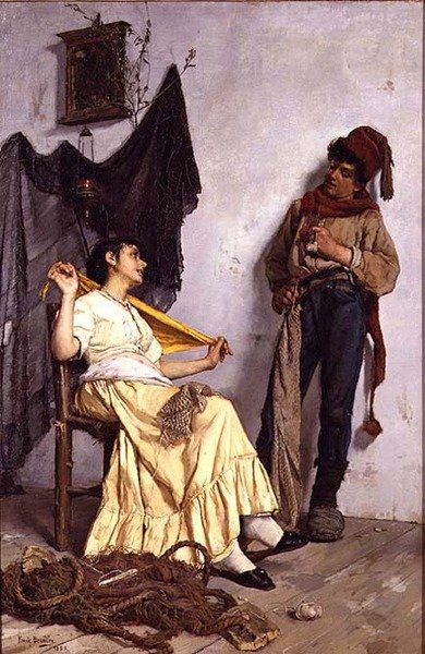 Halászhálók szövése alkotó: Frank Bramley