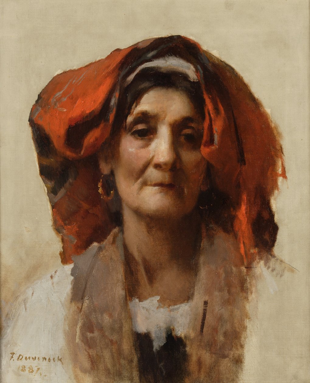 Egy olasz nő feje, 1887 alkotó: Frank Duveneck