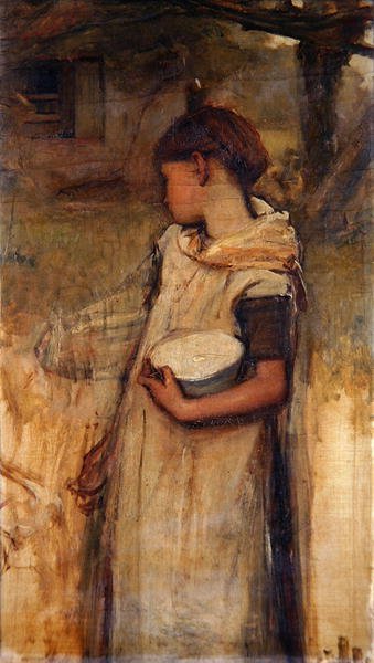 Lány virágokkal (olaj, vászon) alkotó: Frank Holl