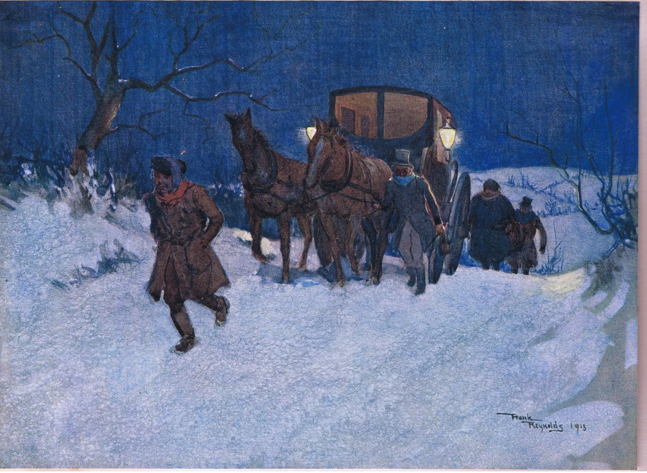 Az utazás vége felé, 1920 körül (színes litográfia) alkotó: Frank Reynolds