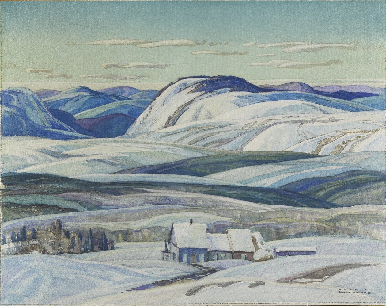 Mattawa, 1935 (grafit, wc és gouache papíron) alkotó: Franklin Carmichael