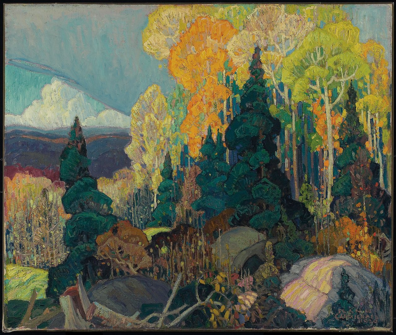 Őszi hegyoldal alkotó: Franklin Carmichael