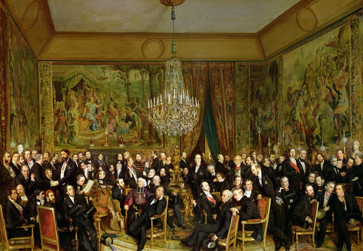 Alfred Emilien szalonja, Comte de Nieuwerkerke (1811-92) a Louvre-ban, 1855 alkotó: François Auguste Biard